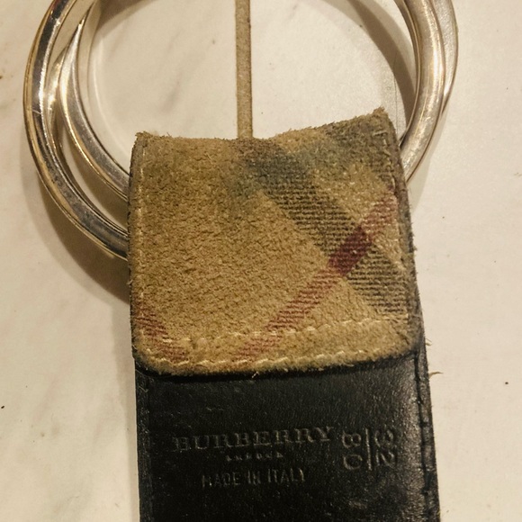 Burberry Suede Classic Plaid Print Wide Double-Ring Belt - Picture 4 of 8